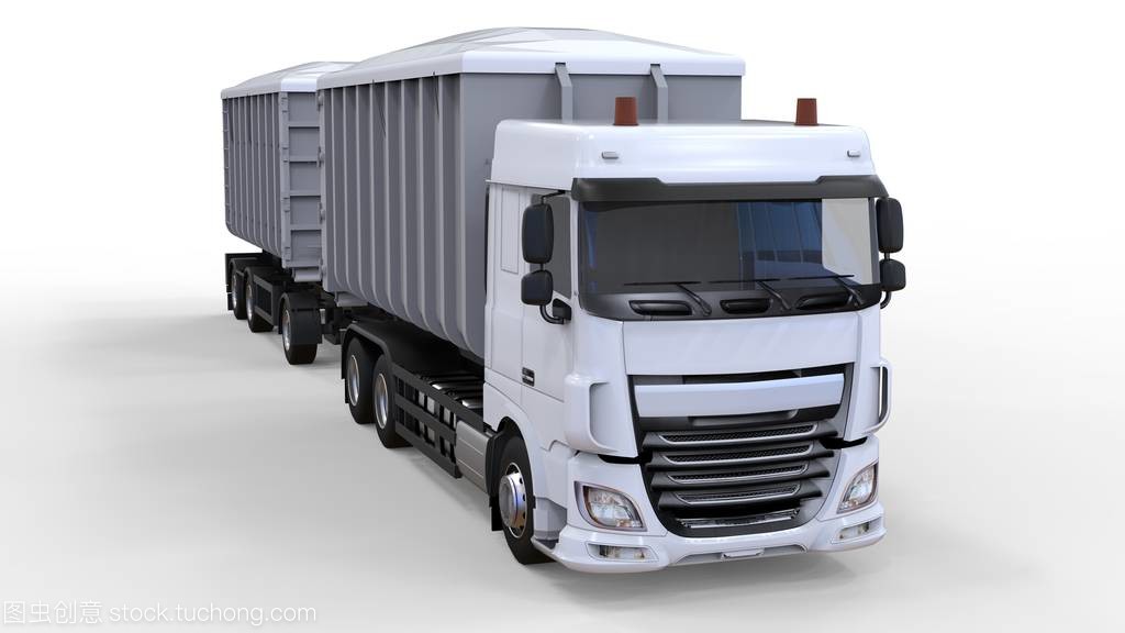 大白色卡車與分離式拖車 農業(yè)與建筑散料運輸?shù)默F(xiàn)代化解決方案